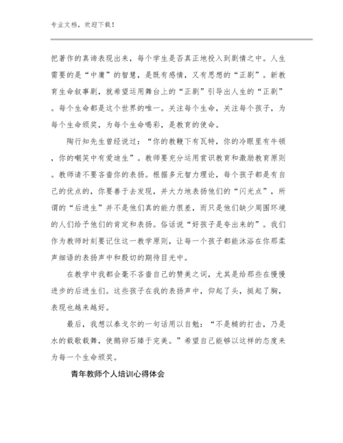 最新青年教师个人培训心得体会范文9篇文档汇编.docx