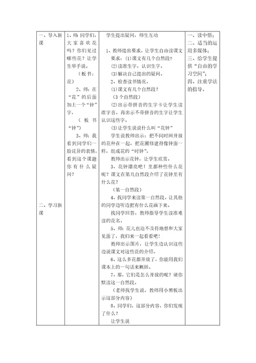 《花钟》教学设计--王先铖