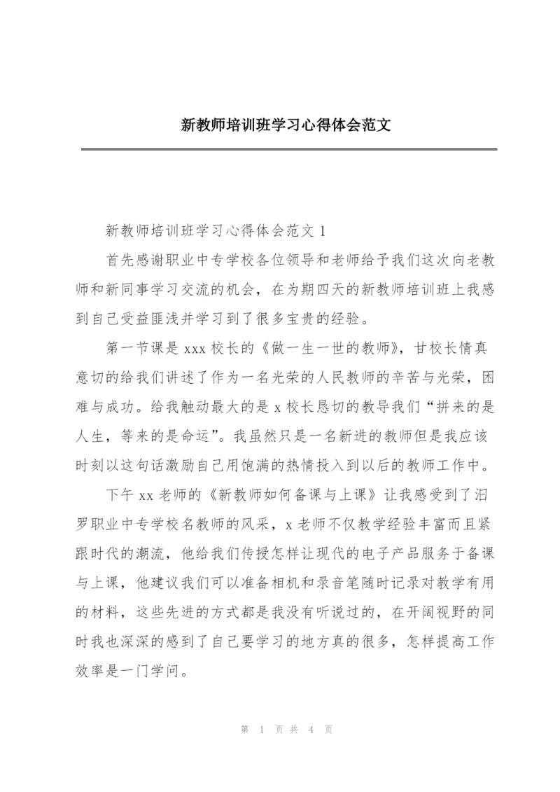 新教师培训班学习心得体会范文.docx