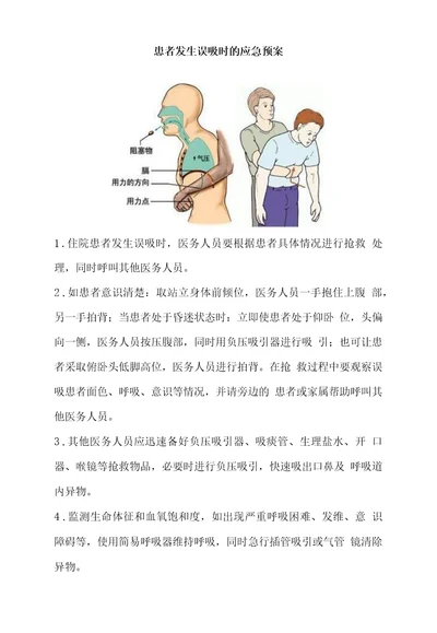 患者发生误吸时的应急预案