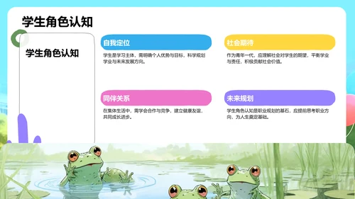 彩色卡通风青春正好不负韶华PPT模板