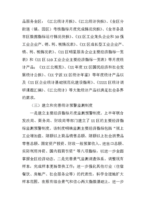 区统计局工作汇报