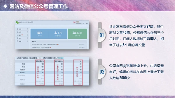 紫色渐变全图型述职报告通用PPT模板