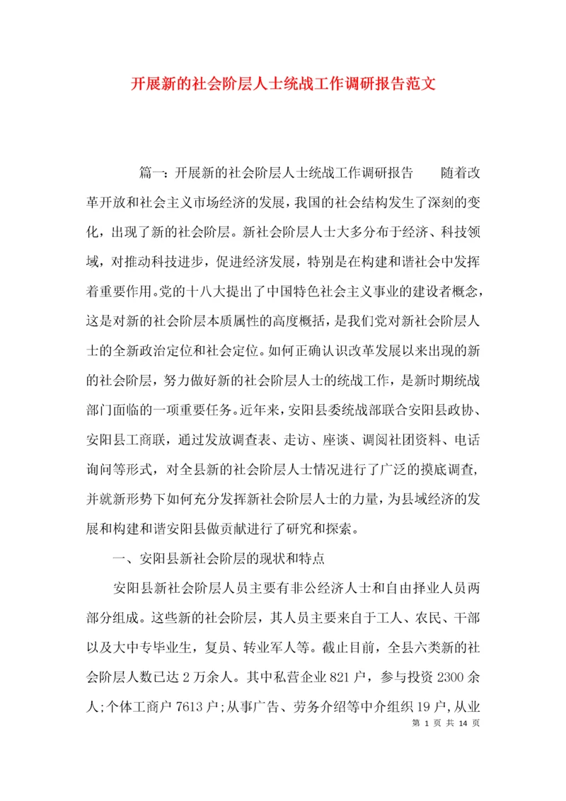 开展新的社会阶层人士统战工作调研报告范文.docx