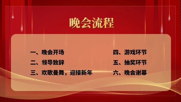 红色商务风公司年终总结大会流程PPT模板