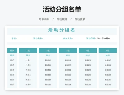 活动分组名单