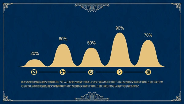 高雅蓝金公司集团年终盛典邀请函通用PPT模板