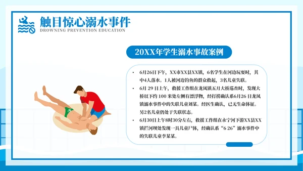 游泳课防溺水齐行动安全教育模板