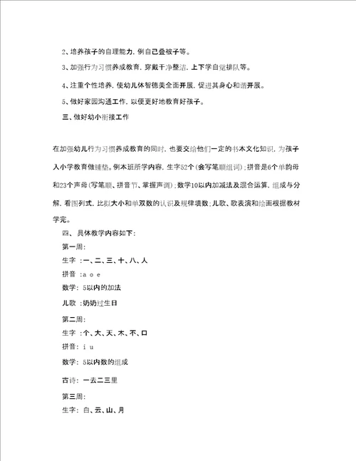 幼儿园教师个人教学计划