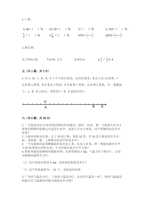 小学六年级数学摸底考试题含答案.docx