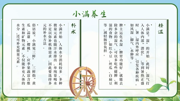 绿色清新国潮二十四节气之小满带内容PPT模板