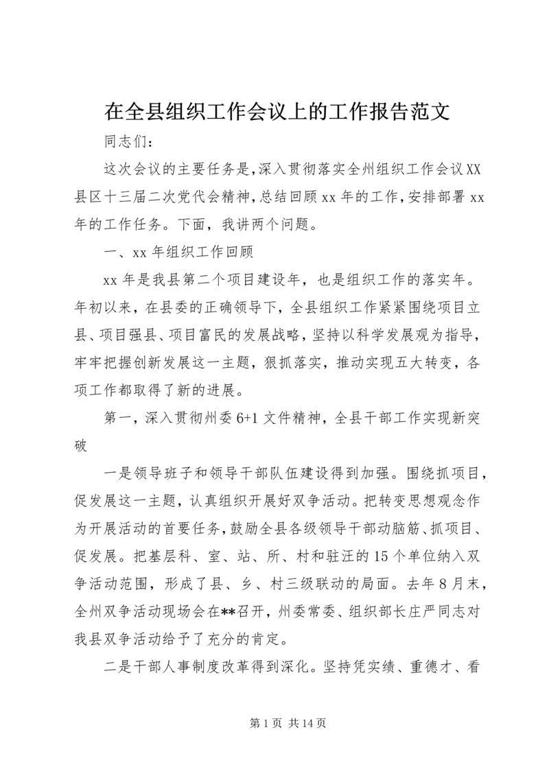 在全县组织工作会议上的工作报告范文 (3).docx