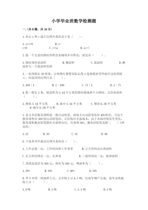 小学毕业班数学检测题附参考答案【培优a卷】.docx