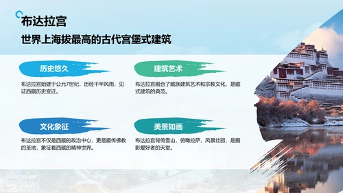 蓝色摄影风行走拉萨：探索雪域高原之美PPT模板