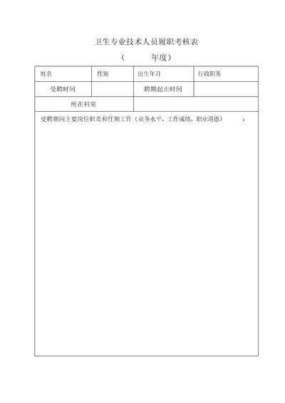 卫生专业技术人员履职考核表完整版本