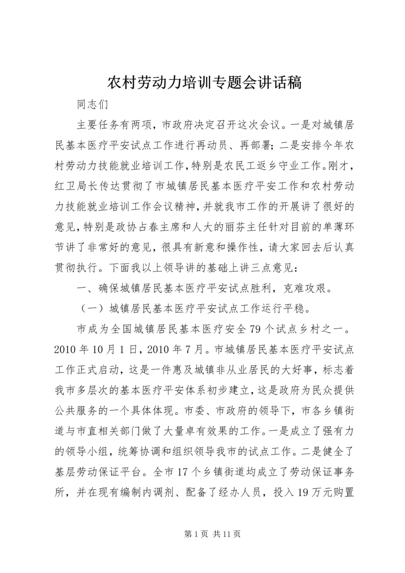 农村劳动力培训专题会讲话稿.docx