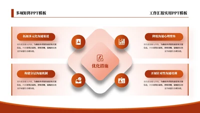 红色商务风4项矩阵PPT单页