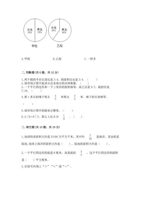 2022六年级上册数学期末测试卷附参考答案（达标题）.docx