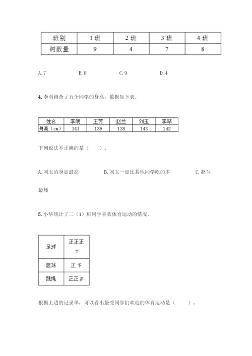 人教版二年级下册数学第一单元-数据收集整理-测试卷(真题汇编).docx