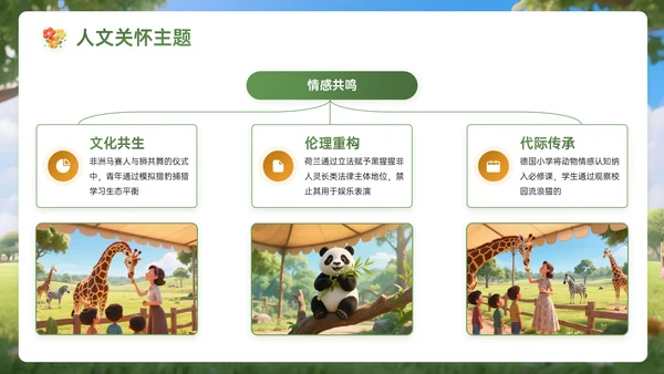 绿黄色3D关于世界动物日宣传活动主题PPT模板