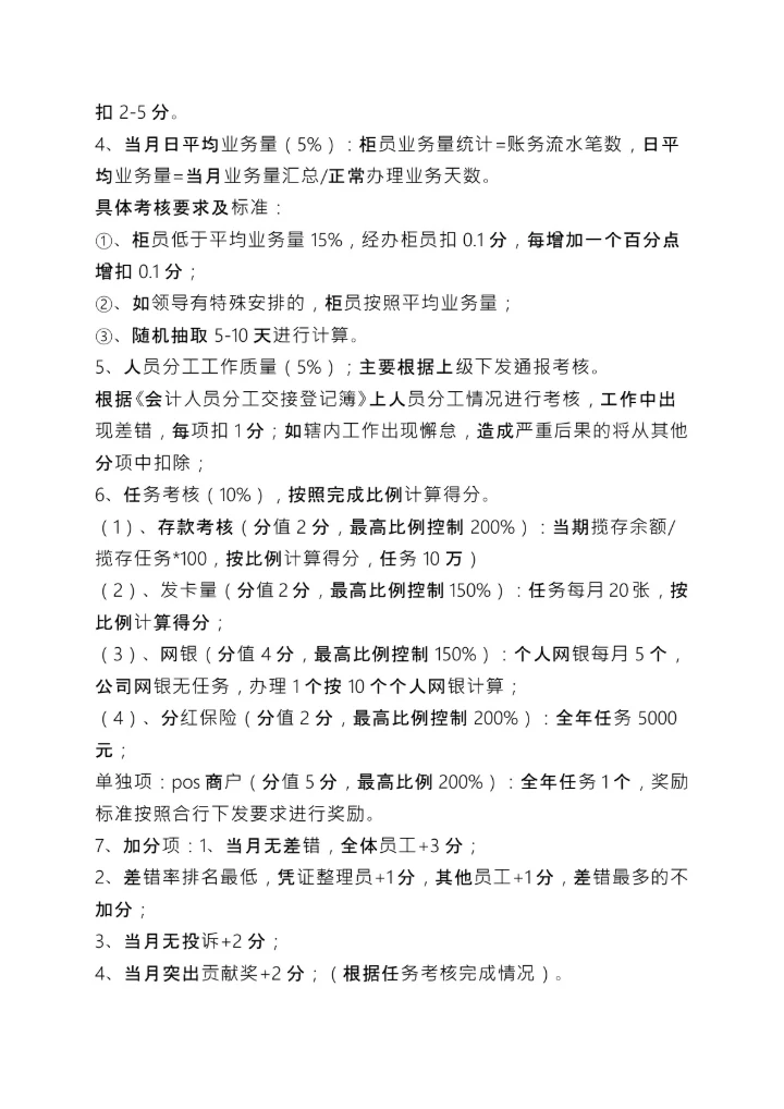 银行绩效考核方案