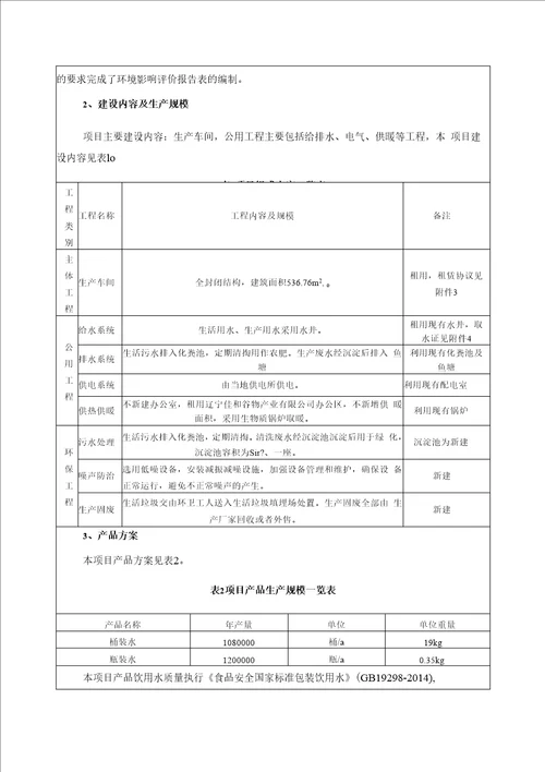 灌装水生产线建设项目环评报告公示