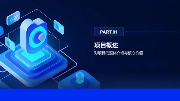 蓝色科技风科技风创新创业孵化项目展示PPT模板