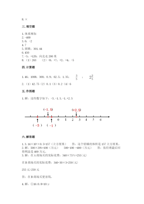 冀教版六年级下册期末真题卷及参考答案（夺分金卷）.docx