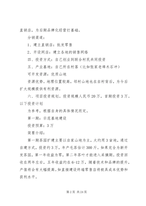 石岩茶种植投资项目计划书精编.docx