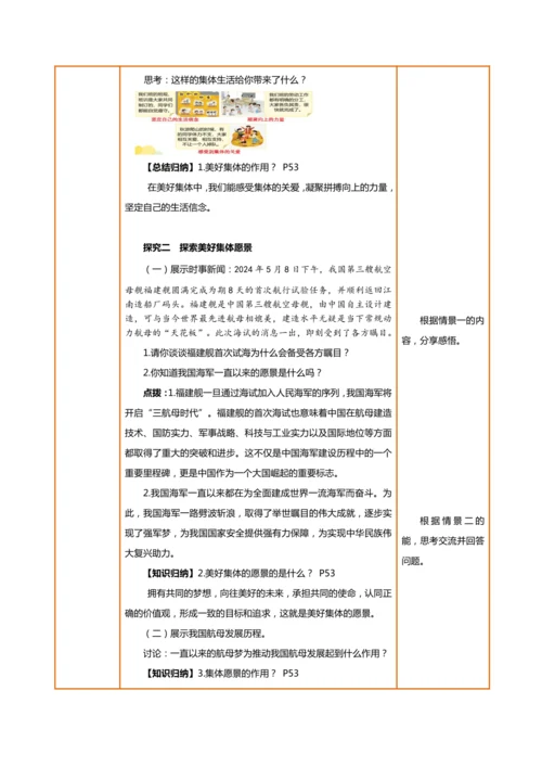 【核心素养目标】7.2共建美好集体-教学设计（表格式）