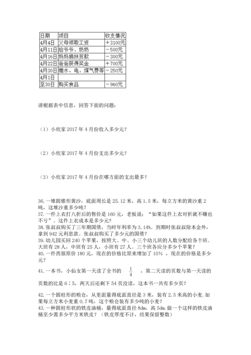 六年级小升初数学应用题50道（满分必刷）.docx
