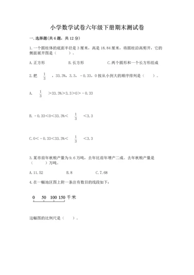 小学数学试卷六年级下册期末测试卷含完整答案（夺冠）.docx