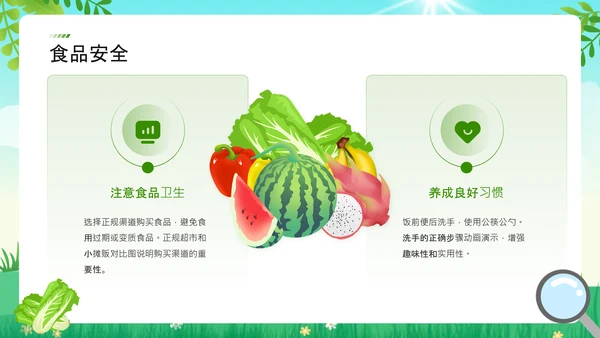 绿色扁平风学生饮食健康防护指南PPT