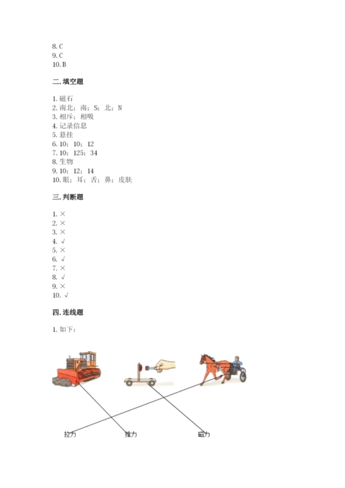 教科版二年级下册科学知识点期末测试卷带答案（预热题）.docx