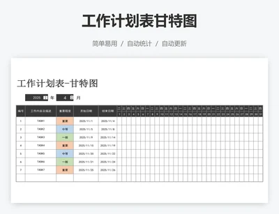 工作计划表甘特图