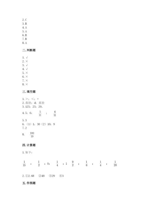 小学六年级上册数学期末测试卷附参考答案（名师推荐）.docx