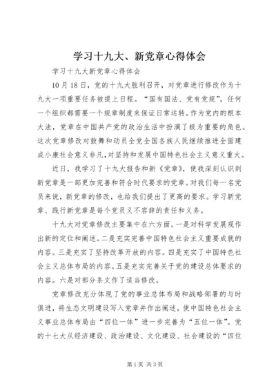 学习十九大、新党章心得体会.docx