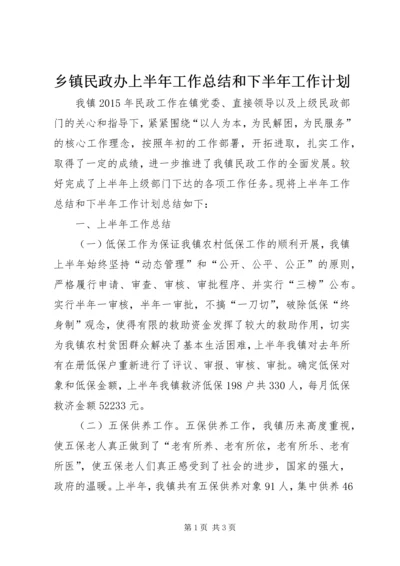 乡镇民政办上半年工作总结和下半年工作计划.docx