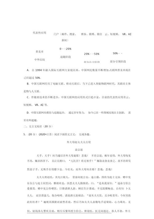 2020年江苏省高考语文试卷(文科)(含分析解答)0.docx