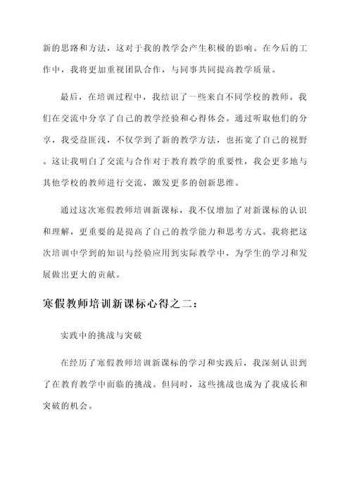 寒假教师培训新课标心得