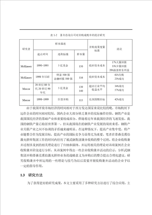 武钢并购整合蒂森激光拼焊战略研究word论文