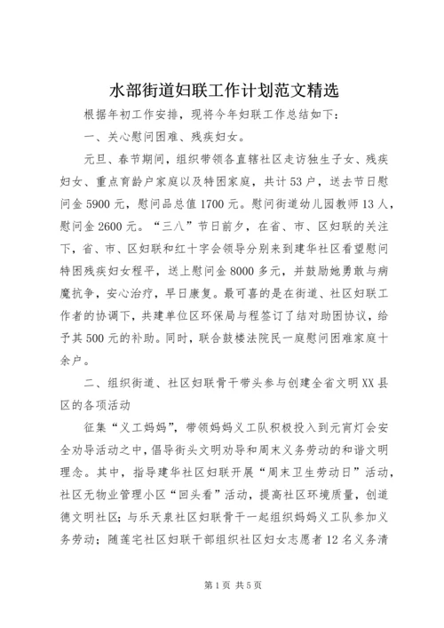 水部街道妇联工作计划范文精选.docx