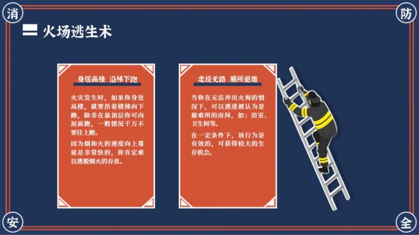 红蓝复古风消防安全主题班会PPT模板