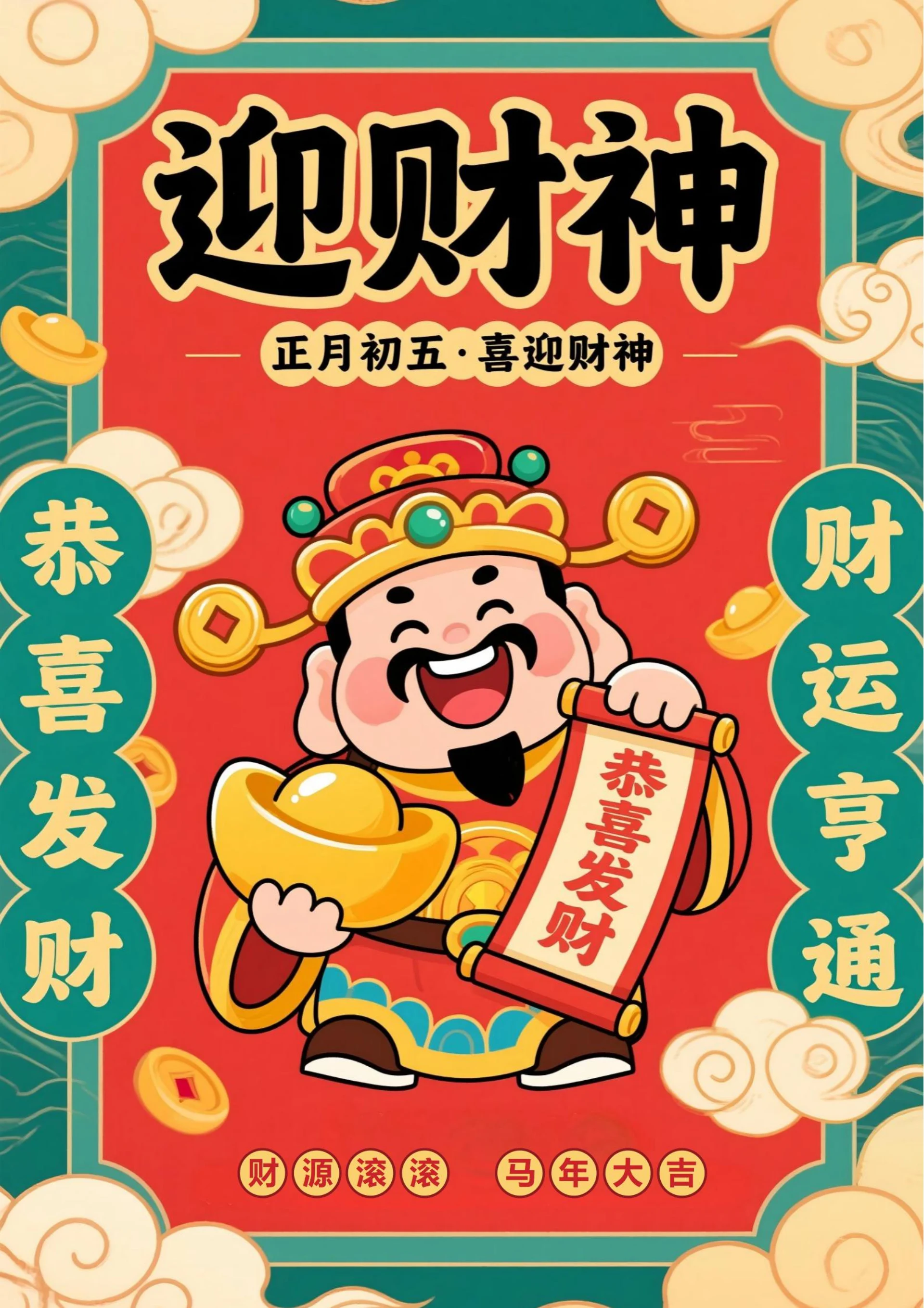 正月初五迎财神海报9