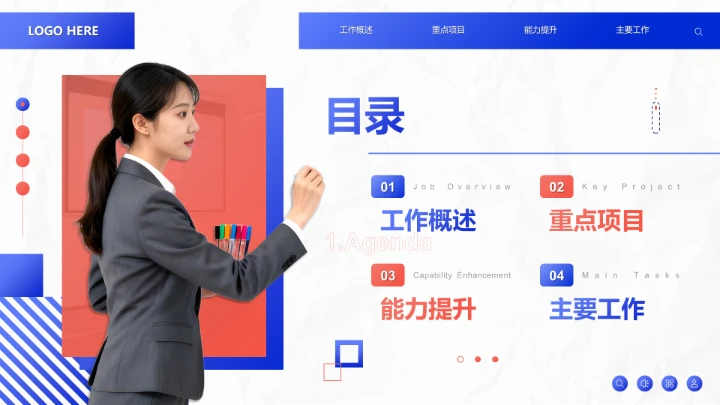 蓝色商务风晋升述职工作成果展示PPT模板