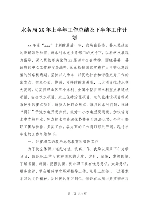 水务局XX年上半年工作总结及下半年工作计划 (5).docx