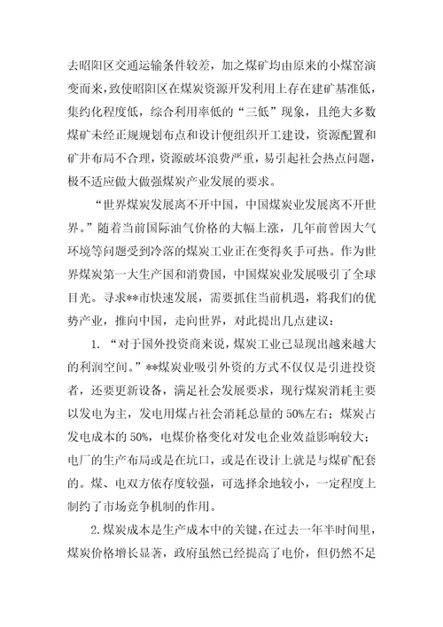 煤炭业发展的社会实践报告