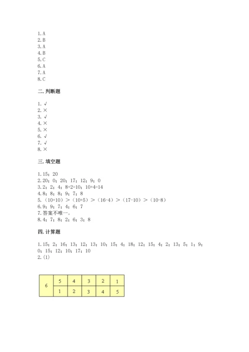 小学一年级上册数学期末测试卷各版本.docx