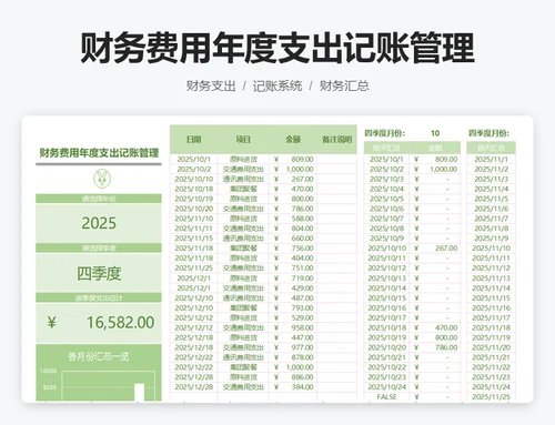 财务费用年度支出记账管理