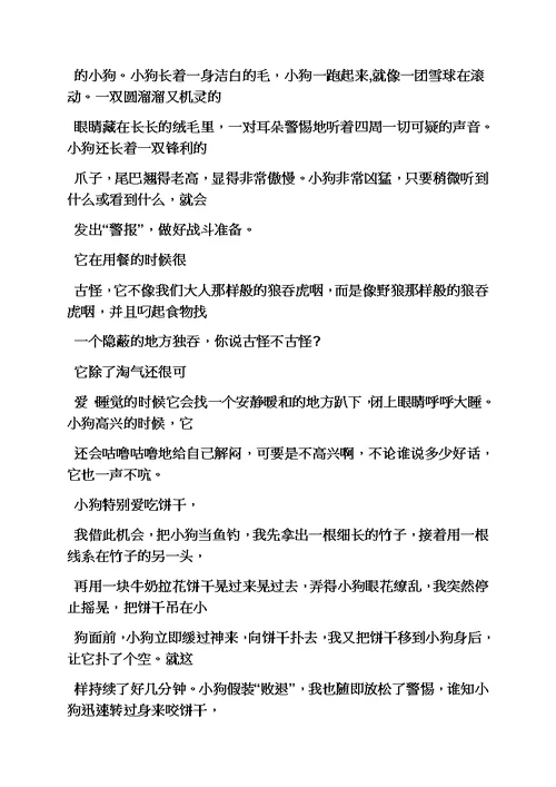 我是一只小狗作文五百字模板